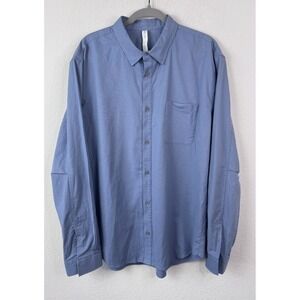 Lululemon Button Down Shirt Men's XXL Blue Long Sleeve Stretch Preppy Career